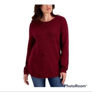 Karen Scott Nep Curved-Hem Sweater Merlot